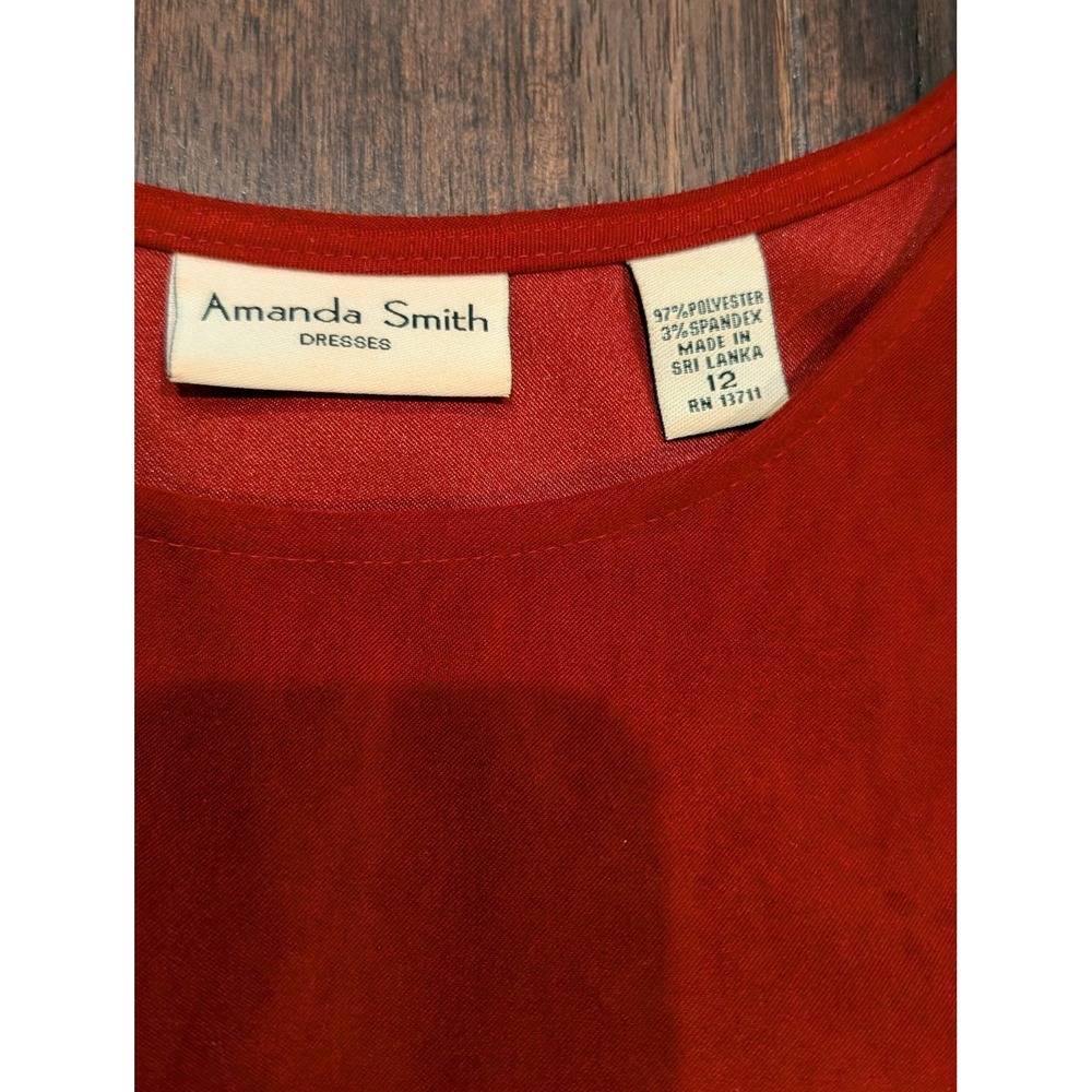 Vintage 90s Amanda Smith Red Velvet Maxi Dress Womens 12 Sleeveless Evening - Picture 3 of 6